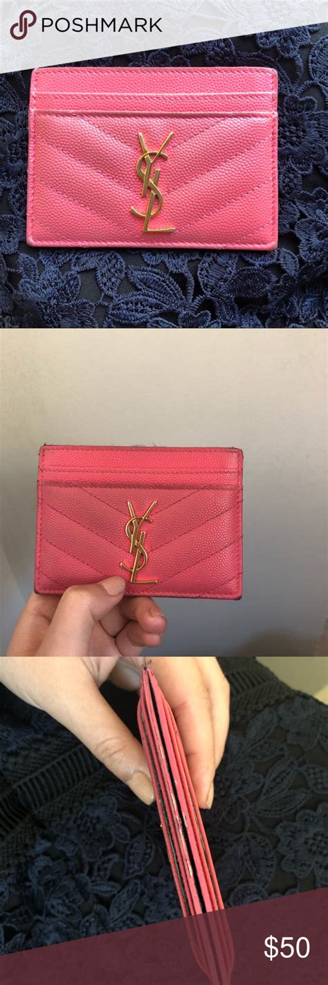 light pink ysl card holder|YSL card holder with zipper.